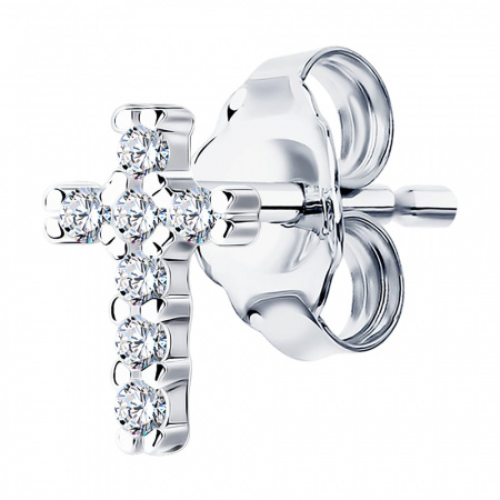 Серьга из серебра с фианитами