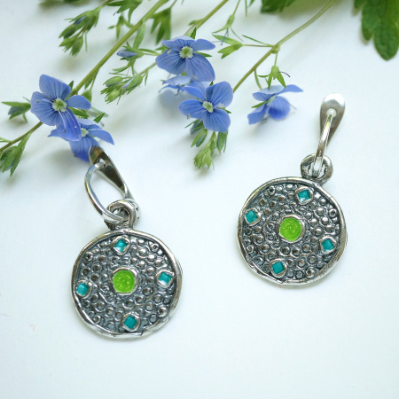 Серьги «Офелия» из серебра с эмалью
