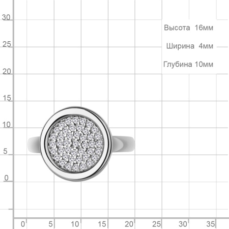Серебряное кольцо с фианитами «Круг»