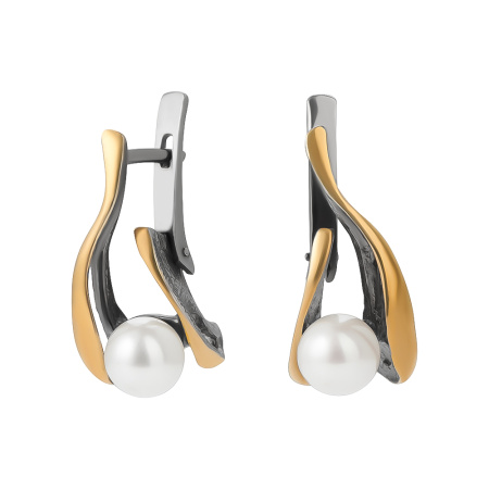 Серьги из серебра с жемчугом в позолоте