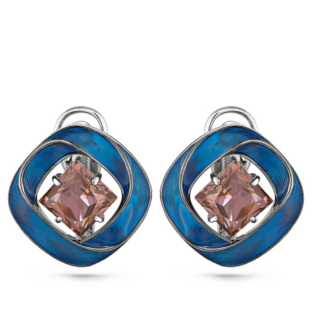 Серебряные серьги с ситаллом и эмалью