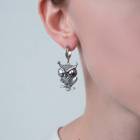 Серебряные серьги «Сплюшка сова»