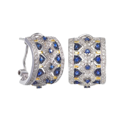 Серьги «Byzantium» из серебра с белыми топазами и сапфирами