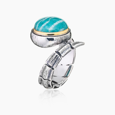 Кольцо из серебра с камнем амазонит