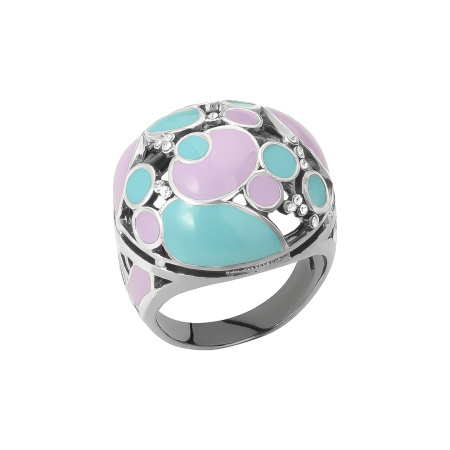 Серебряное кольцо «Пузыри» с эмалью