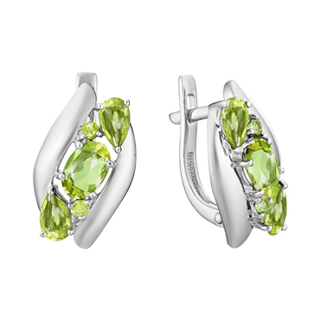 Серьги из серебра с хризолитами