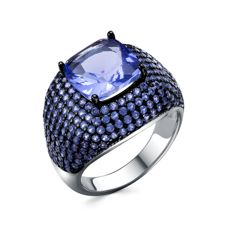 Серебряное кольцо с ювелирным стеклом и фианитами