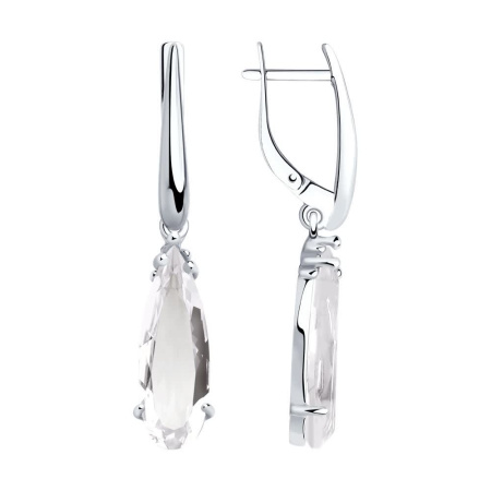 Серьги из серебра с горным хрусталём «Капля»
