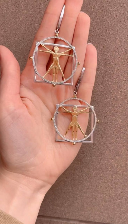 Серьги из серебра «Витрувианский человек»