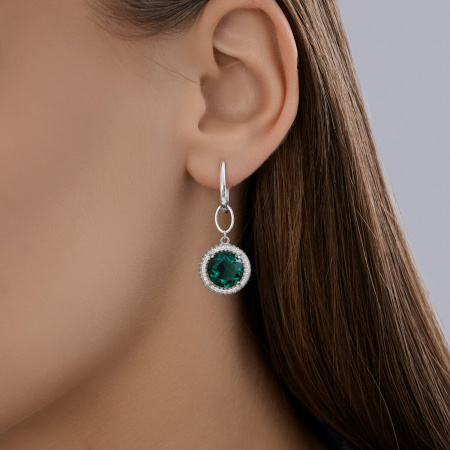 Серьги из серебра с кварцем и фианитами