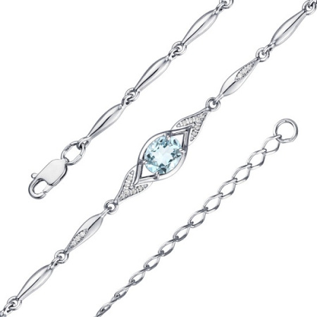 Браслет из серебра с топазом и фианитами