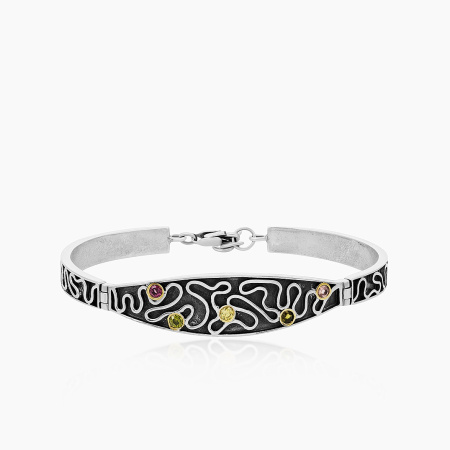 Браслет из серебра с камнем турмалин