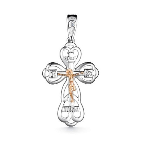 Серебряный крест из серебра с бриллиантом