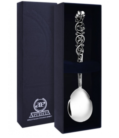 Серебряная чайная ложка «Подарочная» с чернением