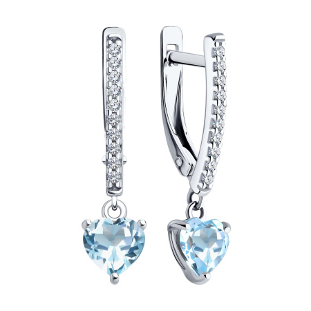 Серебряные серьги с топазом и фианитами