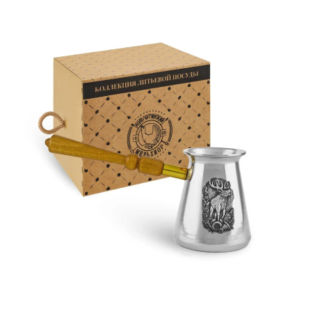 Турка «Охотничья - Лось» медная посеребрення 420 мл