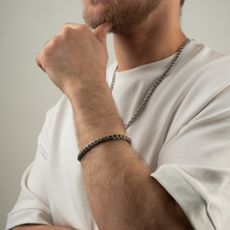 Серебряный браслет «Лисий хвост» утолщенный