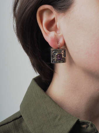 Серьги из серебра с аметистом