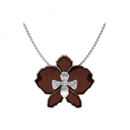 Серебряная брошь-подвеска с янтарем