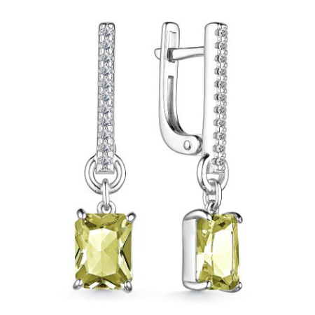 Серьги из серебра с кварцем и фианитами