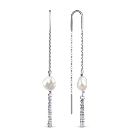 Серьги-продёвки из серебра с жемчугом барокко