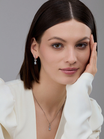 Колье из серебра с топазом и фианитами