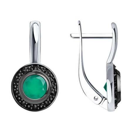 Серьги из серебра с агатами и марказитами