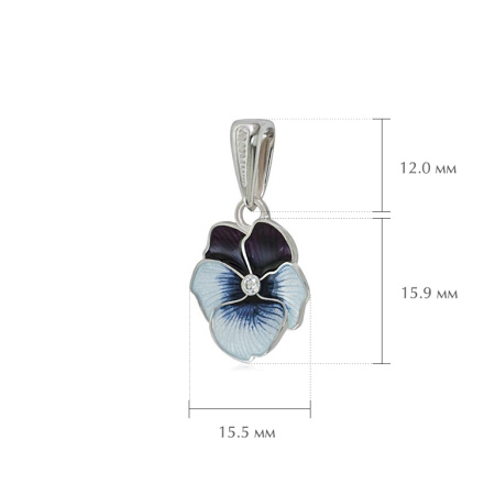 Подвеска из серебра «Анютины глазки» прозрачная с фианитами