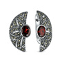 Серьги из серебра с гранатом и марказитами