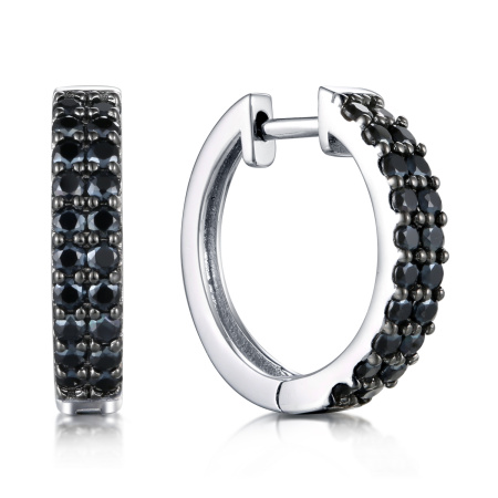 Серебряные серьги-хупы с шпинелью