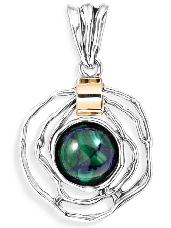 Серебряный кулон с лазуритом и золотом