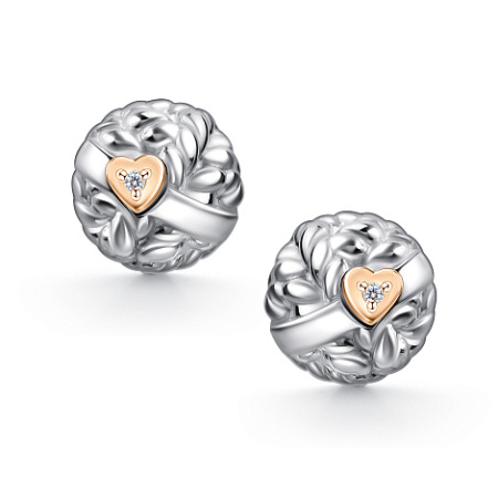 Серьги-пусеты из серебра с позолотой и бриллиантами