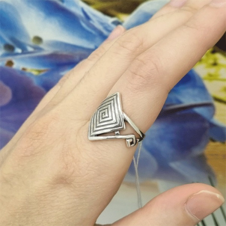 Серебряное кольцо «Лабиринт ромб»