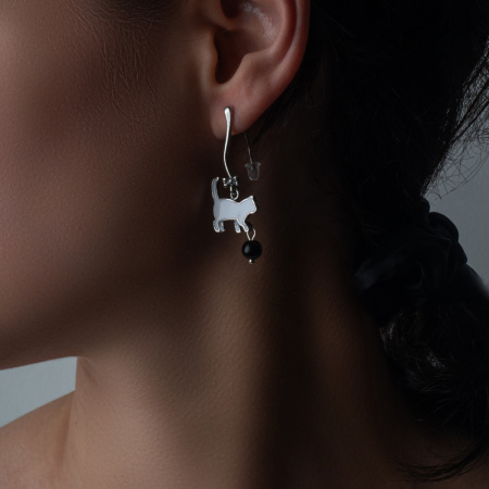 Серьги из серебра «Black&White»
