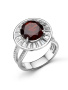 Серебряное кольцо с гранатом и фианитами