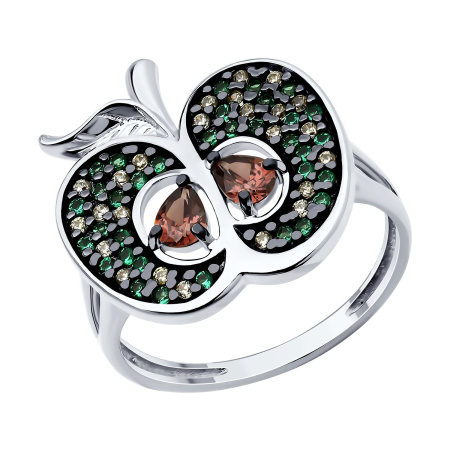 Серебряное кольцо с фианитами «Яблоко»