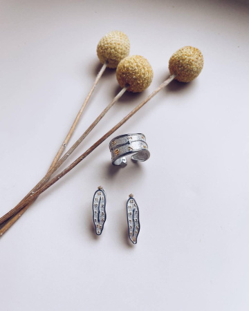 Серьги серебряные «Мягкие часы» с позолотой