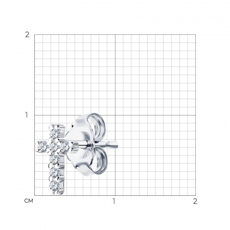 Серьга из серебра с фианитами