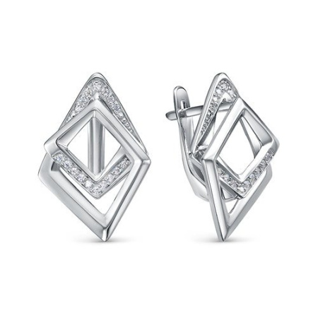 Серьги из серебра с фианитами «Геометрия»