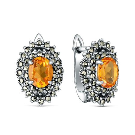 Серьги из серебра с цитрином