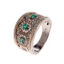Серебряное кольцо с изумрудами и позолотой