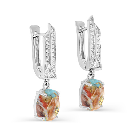 Серьги из серебра с фианитами и бирюзой
