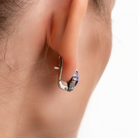 Серебряные серьги «Чароитовый Крест» с чароитом