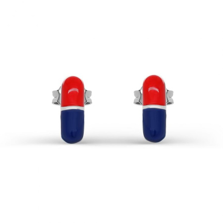 Серьги пусеты из серебра «Пилюля»