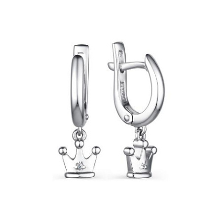 Серьги из серебра с бриллиантом «Корона»