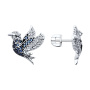 Серебряные серьги-гвоздики с фианитами «Птица»