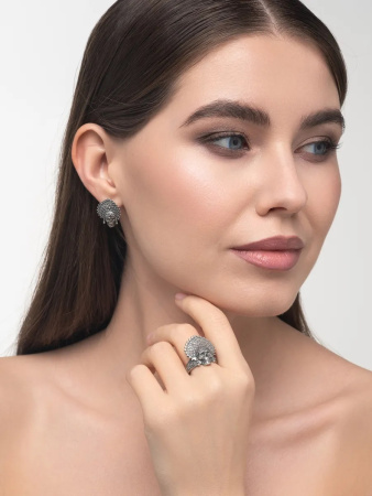 Серьги из серебра 925 Череп Кокошник Баба Яга