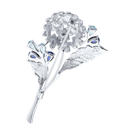 Брошь из серебра с топазом и эмалью «Цветы»