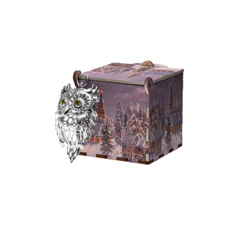 Серебряная елочная игрушка «Сова»