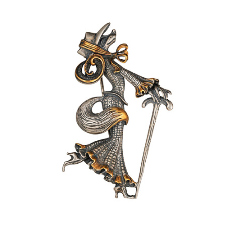 Серебряная брошь «Лиса Алиса»